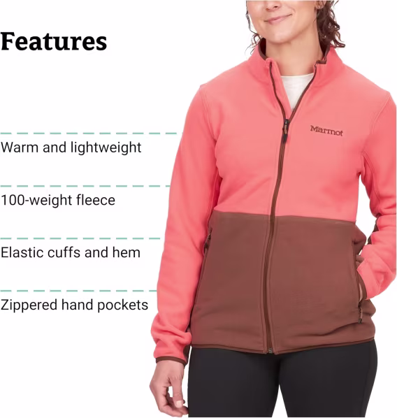 MARMOT Kadın Rocklin Polar Katmanlı Tam Fermuarlı Ceket