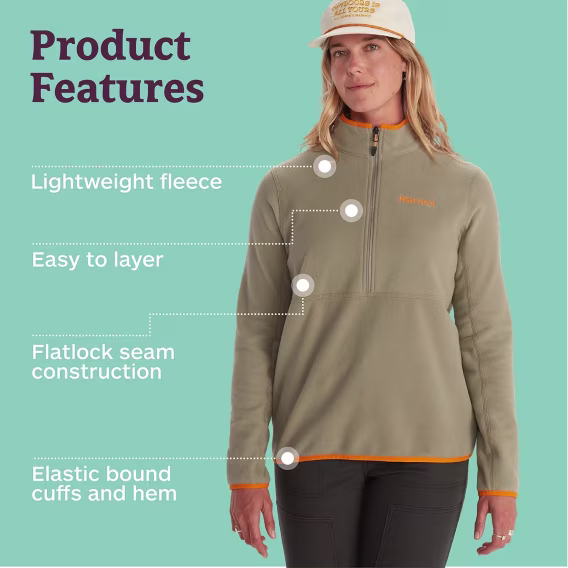 MARMOT Kadın Rocklin Klasik 1/2 Fermuarlı Ceket