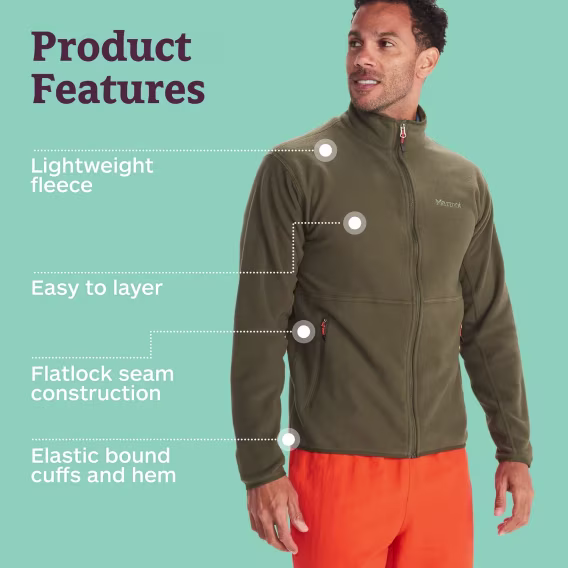 MARMOT Erkek Rocklin Sıcak Tam Fermuarlı Ceket