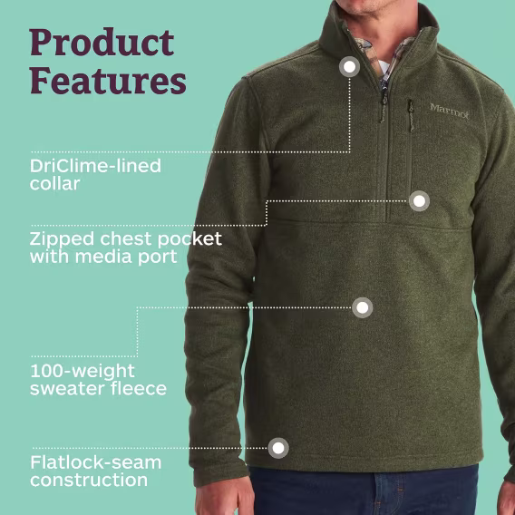 MARMOT Erkek Drop Line 1/2 Fermuarlı Polar Ceket