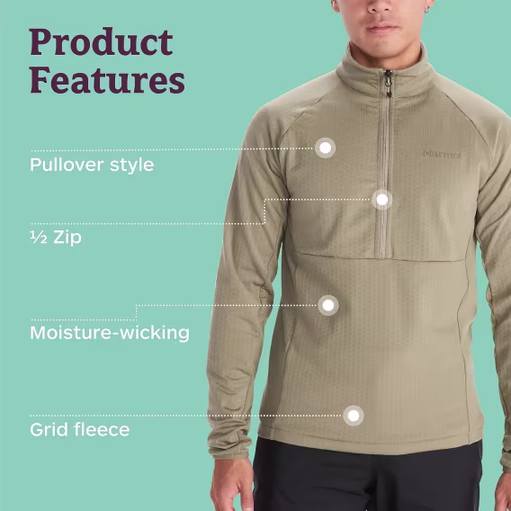 MARMOT Erkek Leconte Grid Polar 1/2 Fermuarlı Kazak Ceket