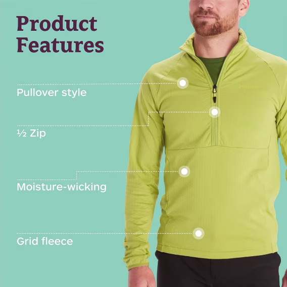 MARMOT Erkek Leconte Grid Polar 1/2 Fermuarlı Kazak Ceket