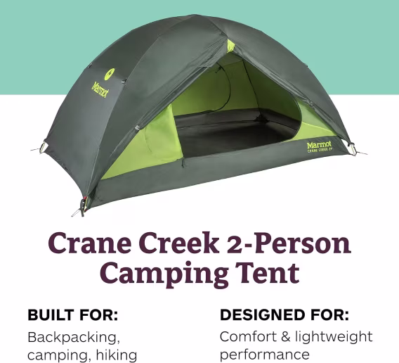 MARMOT 2 Kişilik Kamp ve Sırt Çantasıyla Seyahat Çadırı Yeşil