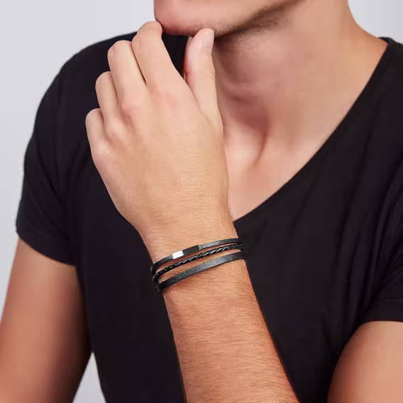 Fossil Erkek Steel and Genuine Bileklik