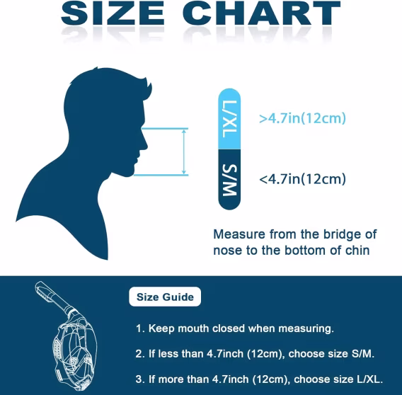 ZIPOUTE Tam Yüz Şnorkel Maskesi ve Çıkarılabilir Kamera Montajlı 