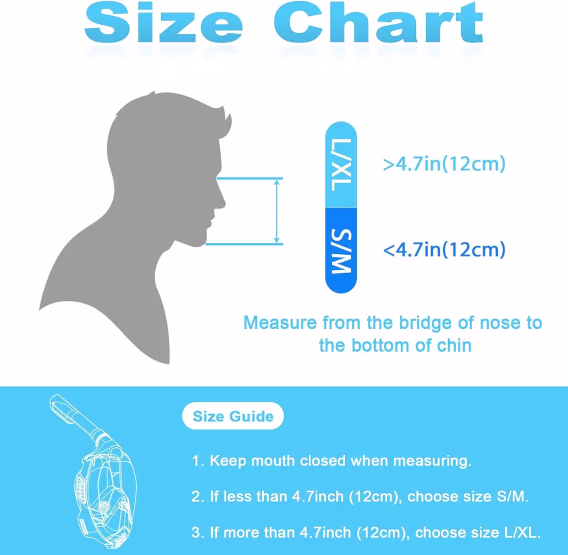 ZIPOUTE Tam Yüz Şnorkel Maskesi ve Çıkarılabilir Kamera Montajlı 