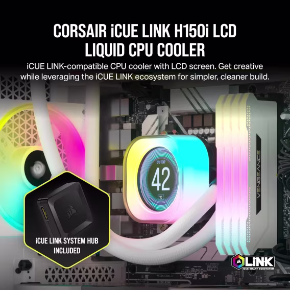  CORSAIR iCUE Link H150i LCD Sıvı CPU Soğutucu