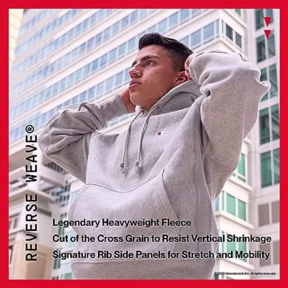 Champion Erkek Ters Dokuma Kapüşonlu Hoodie