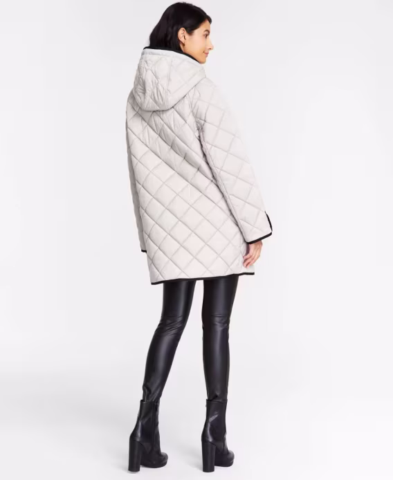 DKNY  Kadın Kapüşonlu Toggle Yastık Detaylı Palto