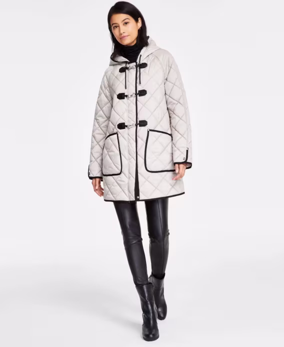 DKNY  Kadın Kapüşonlu Toggle Yastık Detaylı Palto