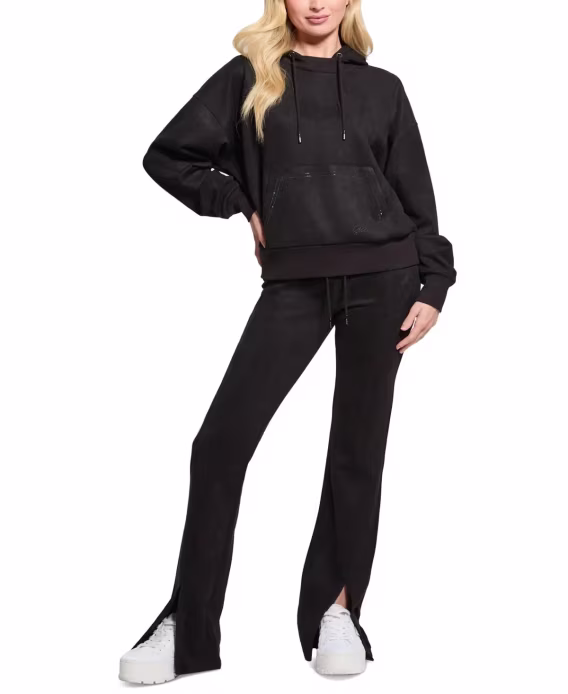 GUESS  Kadın Kapşonlu Scuba Uzun Kol Suni Süet Sweatshirt