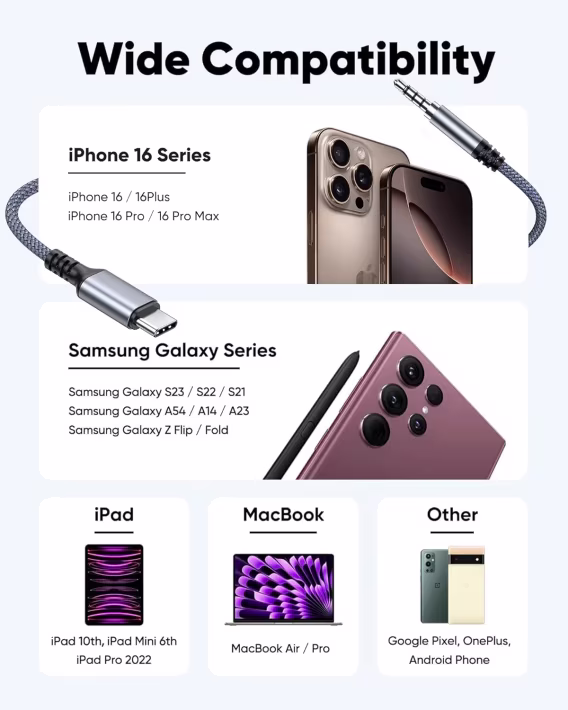 Highwings USB C  3,5 mm Aux Ses Kablosu