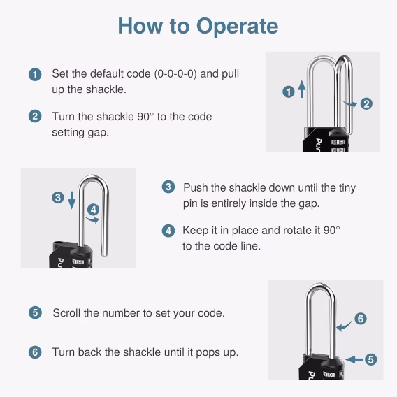 Puroma 2'li Paket 6.60cm  Uzun Kelepçe Şifreli Kilit
