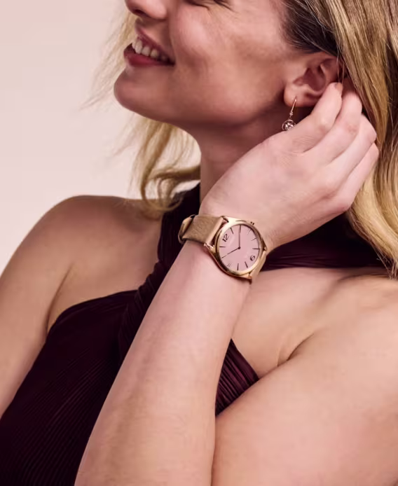 Citizen EcoDrive - Unisex Bej Deri Kordonlu Saat AR3123-00X