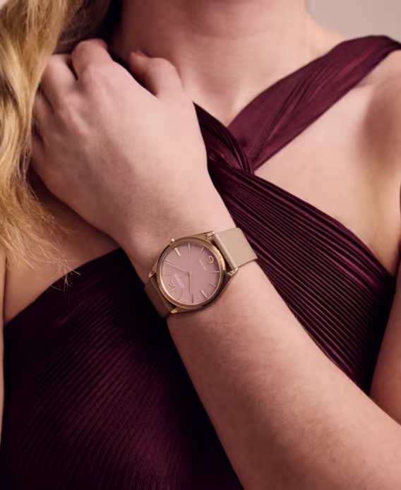 Citizen EcoDrive - Unisex Bej Deri Kordonlu Saat AR3123-00X