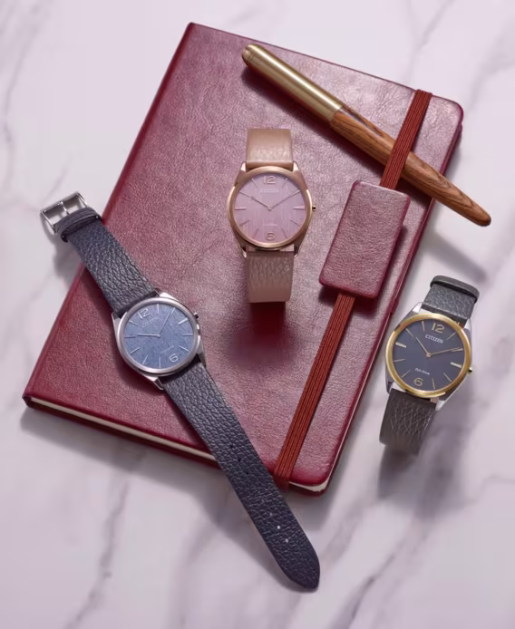 Citizen EcoDrive - Unisex Bej Deri Kordonlu Saat AR3123-00X