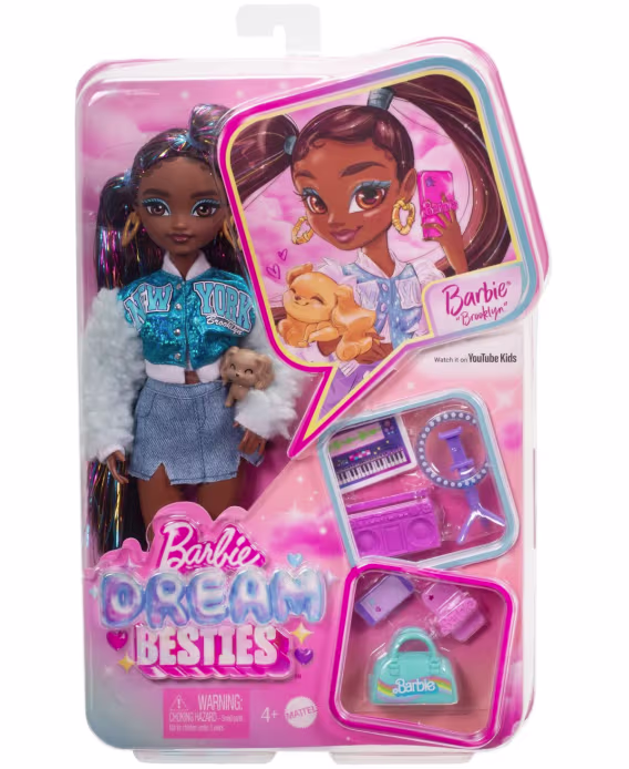 Barbie Dream Besties Brooklyn Moda Bebeği ile Müzik Temalı Aksesuarlar