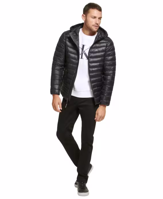Calvin Klein Erkek Hooded & Quilted Packable Mont