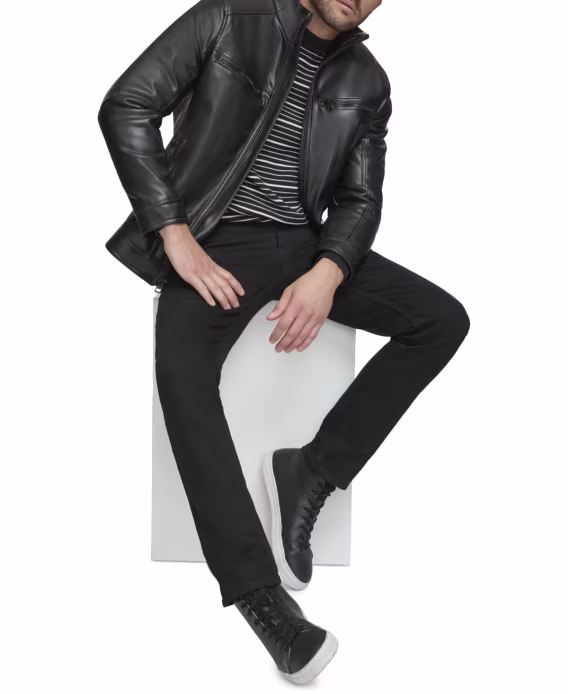 Calvin Klein Men's Faux Deri Moto Ceket