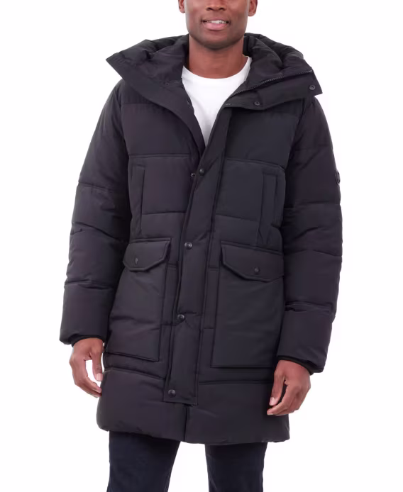 Michael Kors  Erkek Uzun Kapüşonlu Kalın Şişme Mont