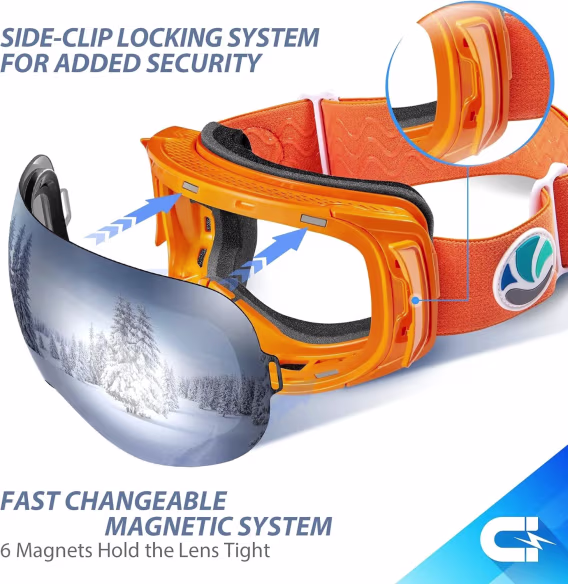 VANRORA Çerçevesiz Değiştirilebilir Lensli Kayak Gözlüğü PRO