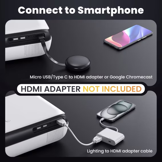 HAPPRUN Yerel 1080P Bluetooth Projektör