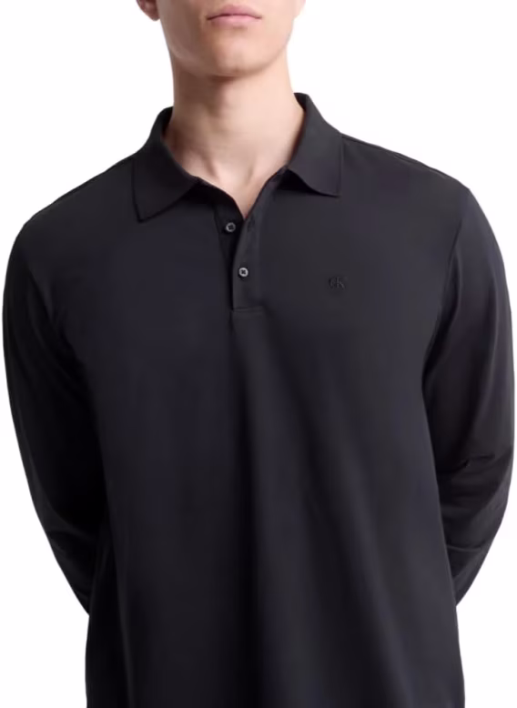 Calvin Klein Erkek Uzun Kollu Pürüzsüz Pamuklu Polo Gömlek