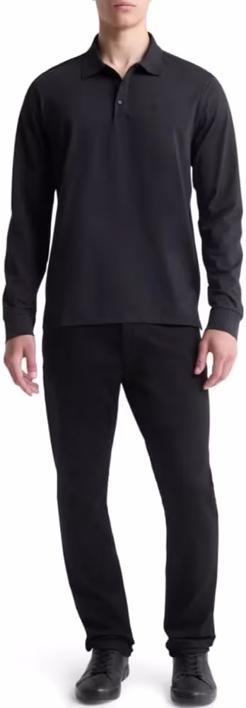 Calvin Klein Erkek Uzun Kollu Pürüzsüz Pamuklu Polo Gömlek