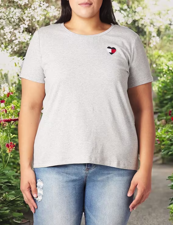 Tommy Hilfiger Bisiklet Yaka Logolu Kadın Tişörtü