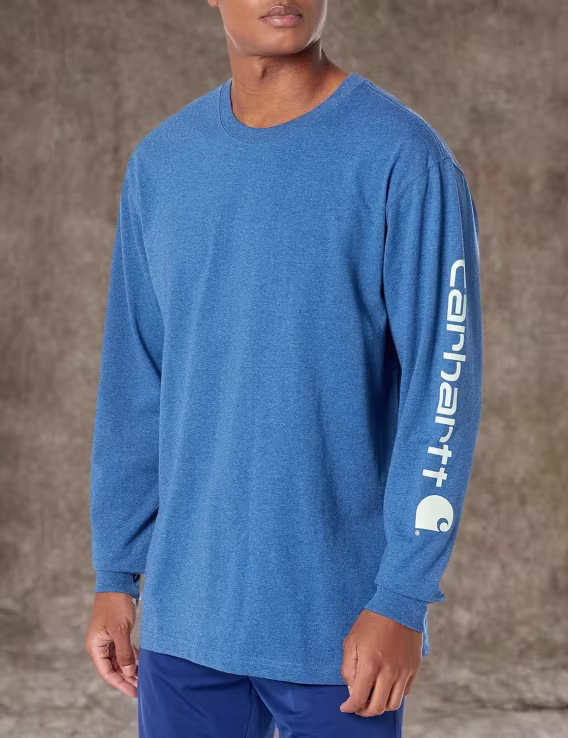 Carhartt Erkek Loose Fit Uzun Logo Kollu Tişört