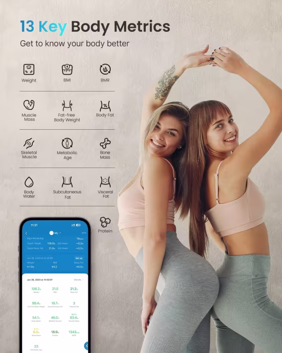 RENPHO Elis 1 USB Şarj Edilebilir Akıllı Vücut Yağ BMI Ölçeği