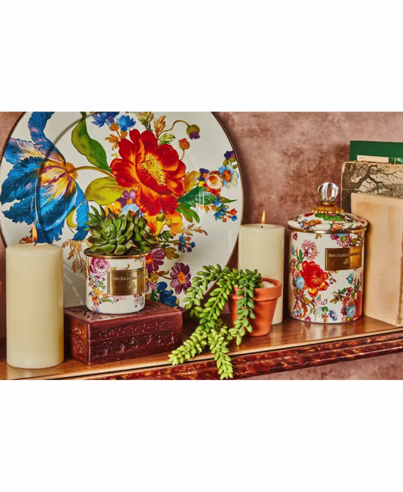 MackenzieChilds Beyaz Çiçek Pazarı Orta Boy Kutu