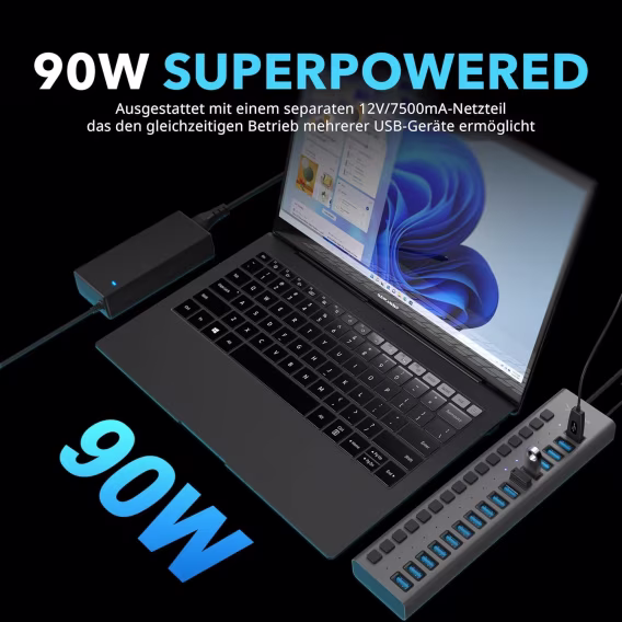 SABRENT Çok Bağlantı Noktalı USB 3.0 ve Şarj Hub (HBU930)