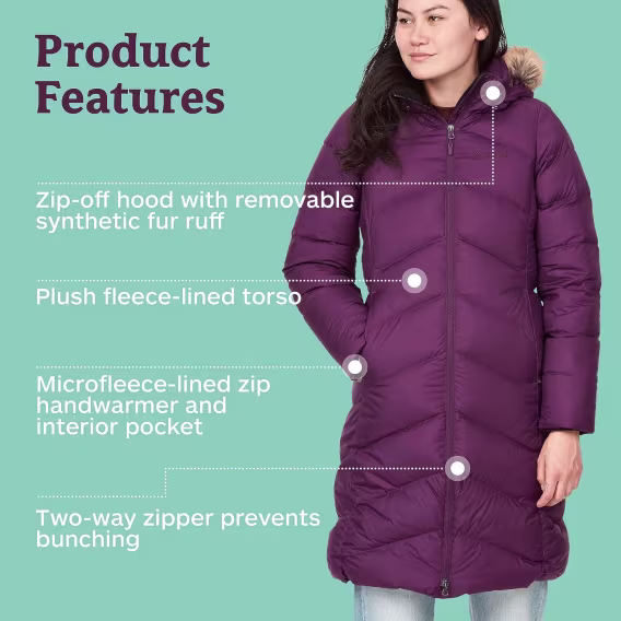 MARMOT Kadın Montreaux Tam Boy Şişme Mont