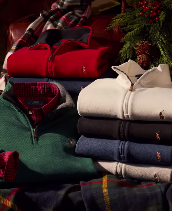 Polo Ralph Lauren Erkek EstateRib Cotton Yarım Fermuarlı Kazak