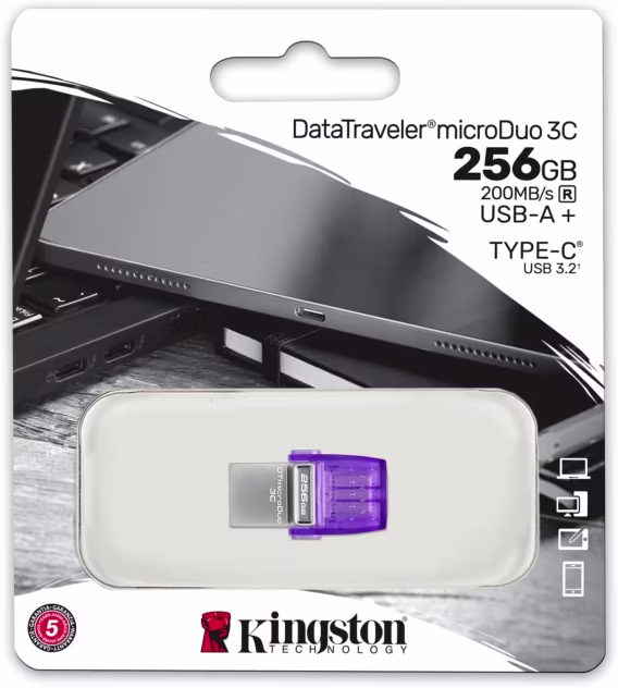 Kingston DataTraveler 3C 256GB USBC & USB-A Flash Bellek