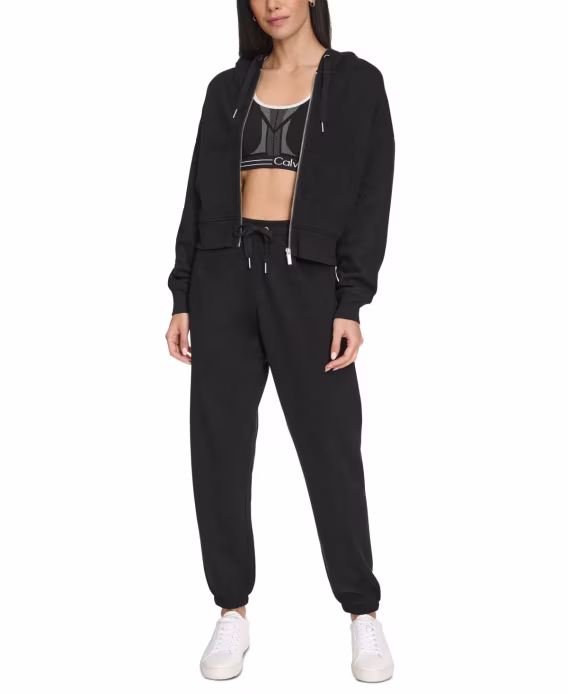 Calvin Klein Kadın Fermuarlı Uzun Kollu Kapüşonlu Sweatshirt