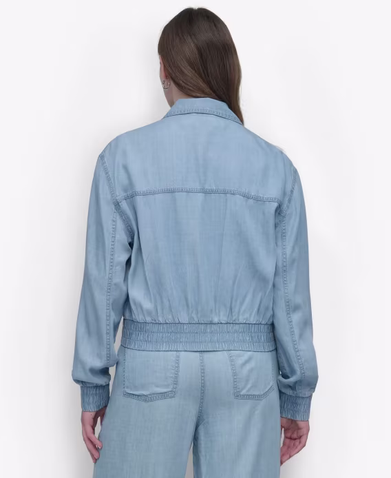 DKNY Kadın Chambray Fermuarlı Önü Bomber Ceket
