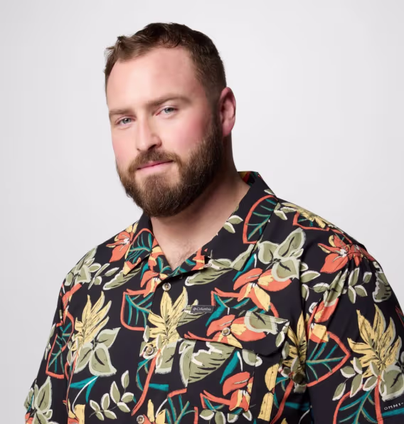 Columbia Erkek Büyük Beden Tech Trail™ Utility Baskılı Dokuma Kısa Kollu Gömlek