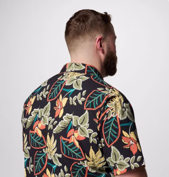 Columbia Erkek Büyük Beden Tech Trail™ Utility Baskılı Dokuma Kısa Kollu Gömlek