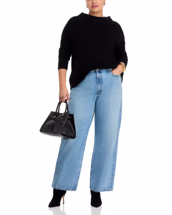 C by Bloomingdale's Cashmere Mock Neck Fırçalanmış Kaşmir Kazak