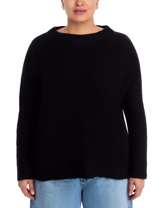 C by Bloomingdale's Cashmere Mock Neck Fırçalanmış Kaşmir Kazak