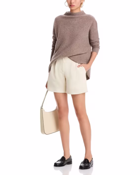 C by Bloomingdale's Cashmere Mock Neck Fırçalanmış Kaşmir Kazak