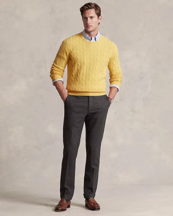 Polo Ralph Lauren Kaşmir Kablo Örgü Yuvarlak Yaka Kazak