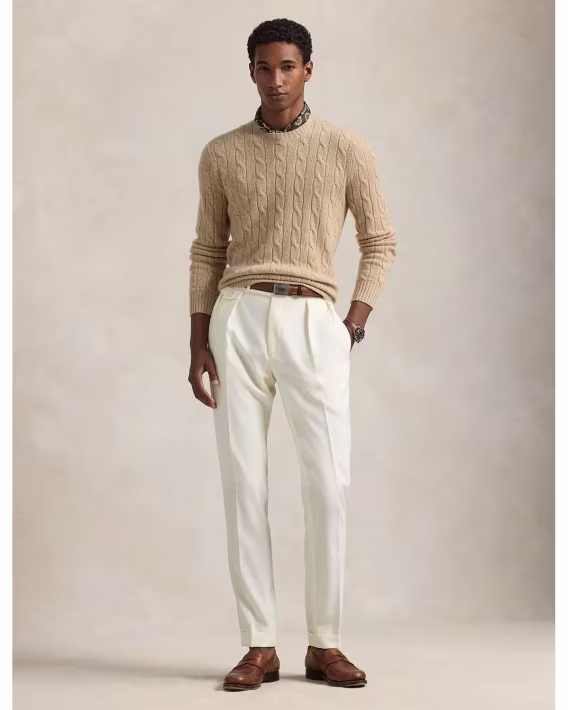 Polo Ralph Lauren Kaşmir Kablo Örgü Yuvarlak Yaka Kazak