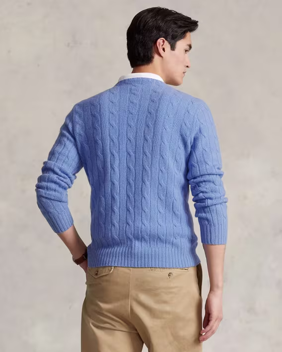 Polo Ralph Lauren Kaşmir Kablo Örgü Yuvarlak Yaka Kazak