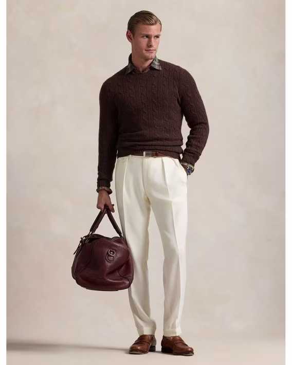 Polo Ralph Lauren Kaşmir Kablo Örgü Yuvarlak Yaka Kazak