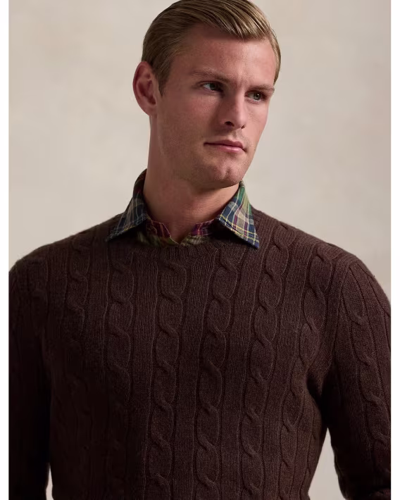 Polo Ralph Lauren Kaşmir Kablo Örgü Yuvarlak Yaka Kazak