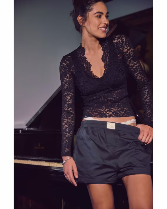 Free People All Day Lace Uzun Kollu Bluz