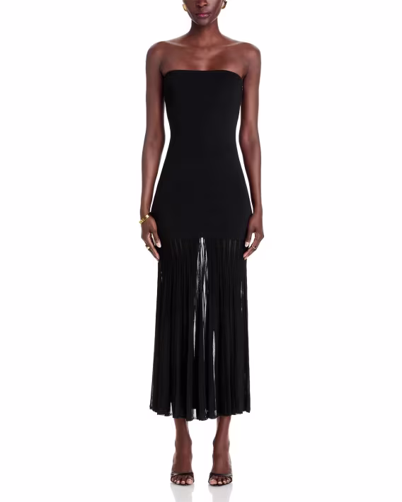 Michael Kors Tube Top Sheer Maxi Elbise